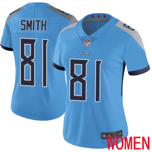 Tennessee Titans Limited Light Blue Women Jonnu Smith Alternate Jersey NFL Football #81 Vapor Untouchable->women nfl jersey->Women Jersey